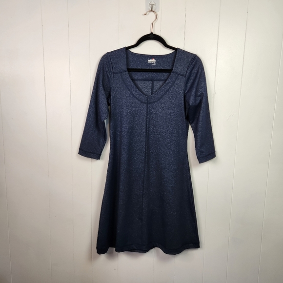 Kavu Womens Stretchy A-Line V-Neck Athletic Dress 3/4 Sleeves Blue New Basic - Picture 1 of 10